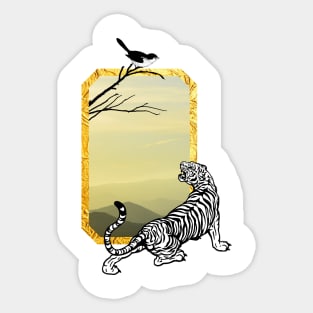 The tiger and the bird. Sticker